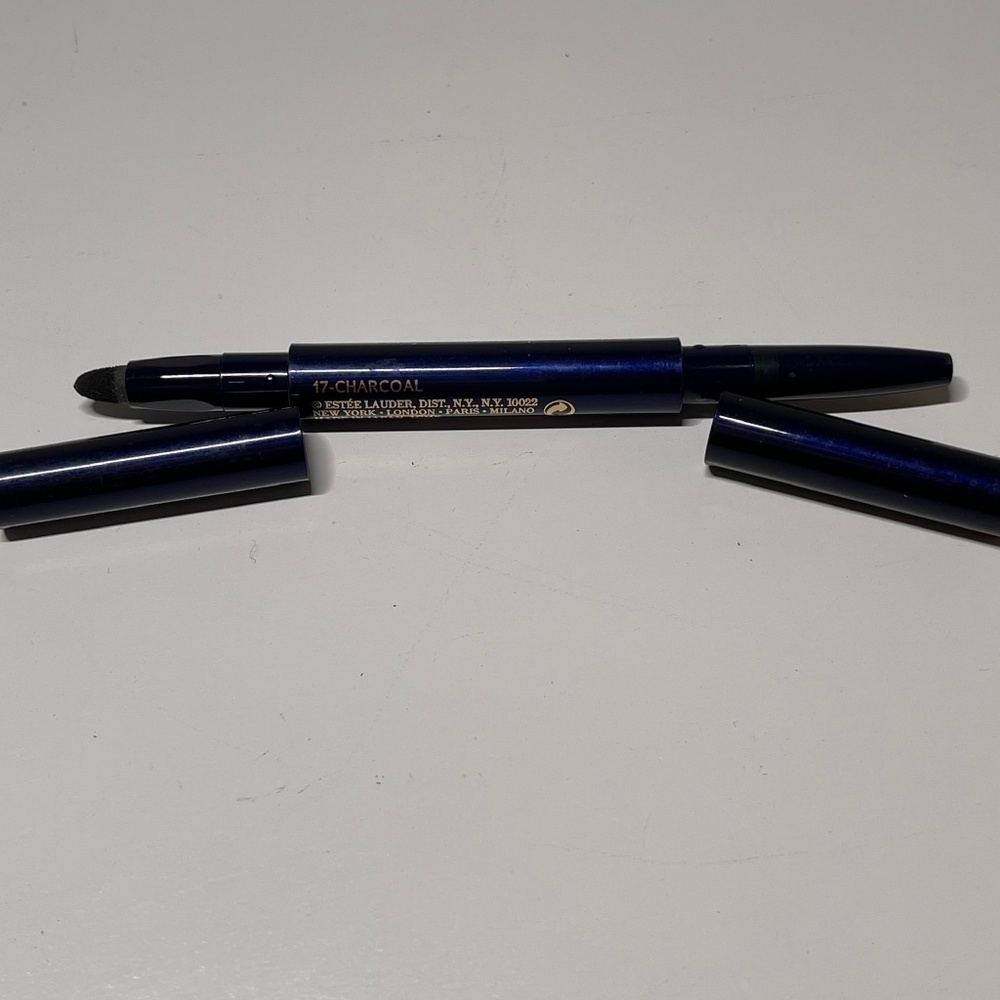 READ Estee Lauder AUTOMATIC Eye Pencil DUO Lipstick Liner in 17 Charcoal TESTER